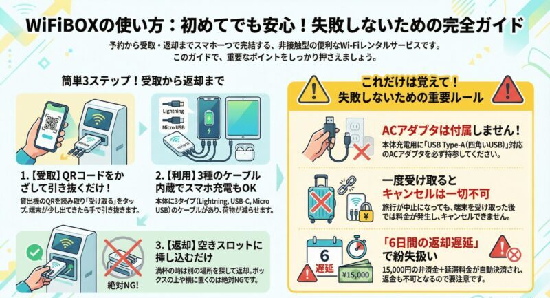 WiFiBOXの使い方を完全ガイド！受取や返却から充電まで