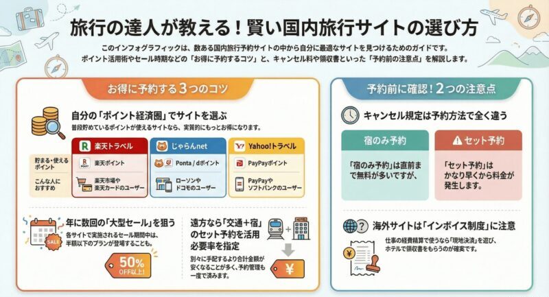国内旅行予約サイトの選び方！お得なセールとポイント活用術